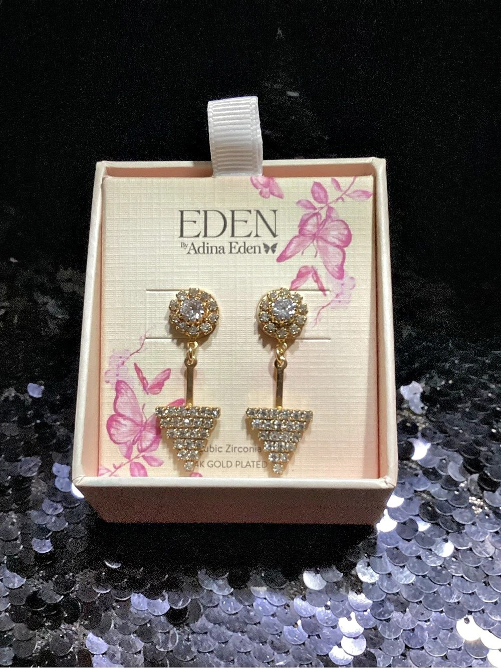 Eden by Adina Eden Cubic Zirconia Drop Earrings in Gold NWT